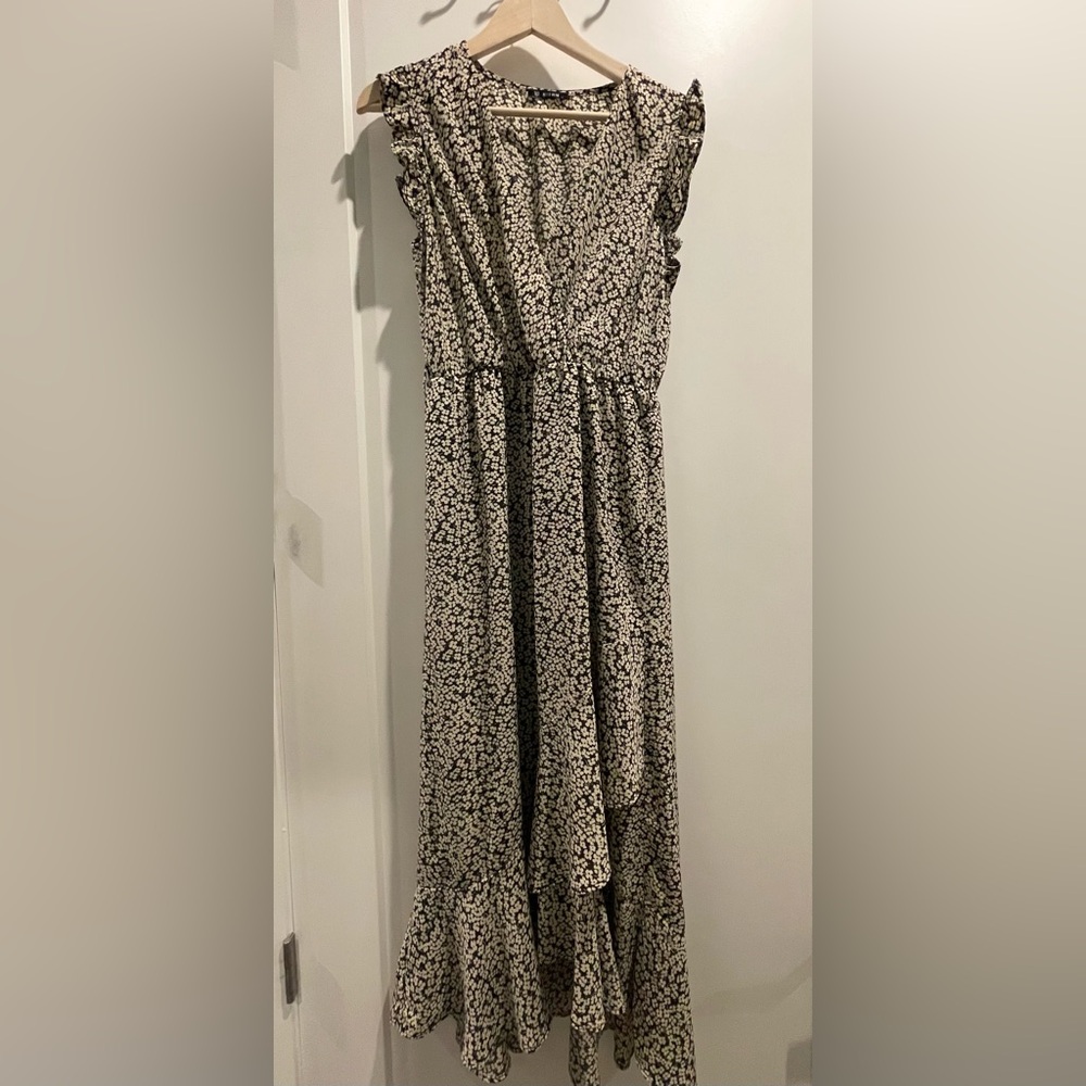 BTFBM Black and White Floral Maxi Dress